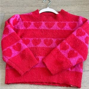 Zara Red and Pink Heart Sweater